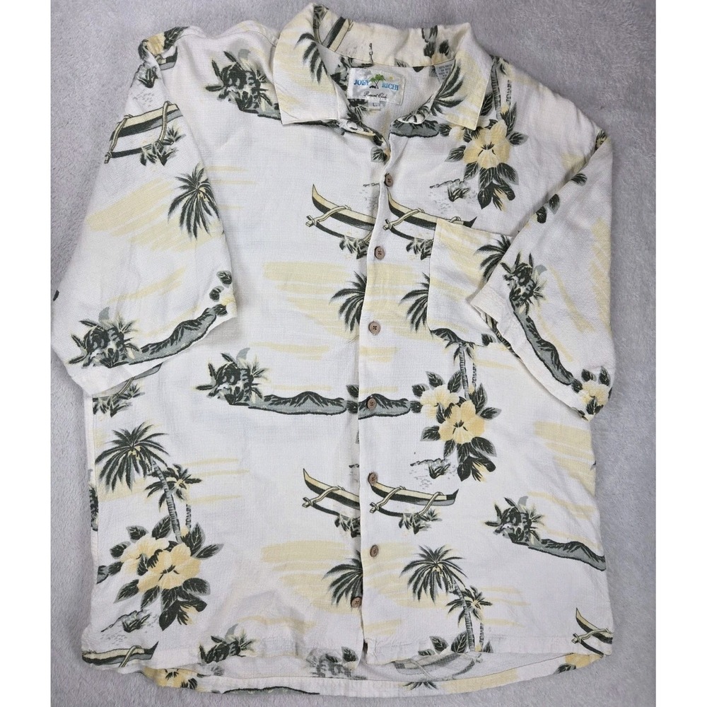 Joey Rich Resort Club Hawaiian Shirt Mens L Rayon Tropical Aloha Island Beach